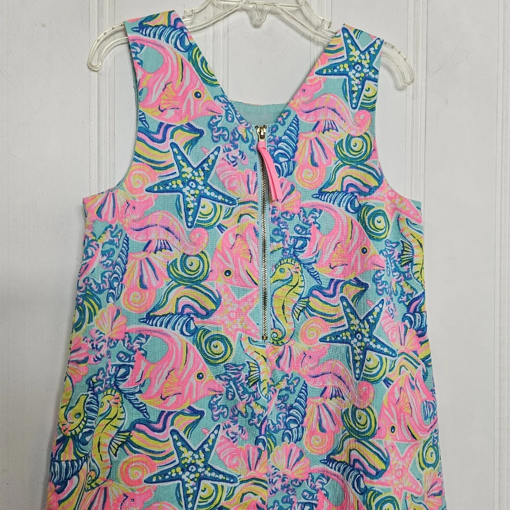 Sigrid Olsen Dress Girls 7 Sea Life A-Line Cotton Sleeveless Lined Pink Multi